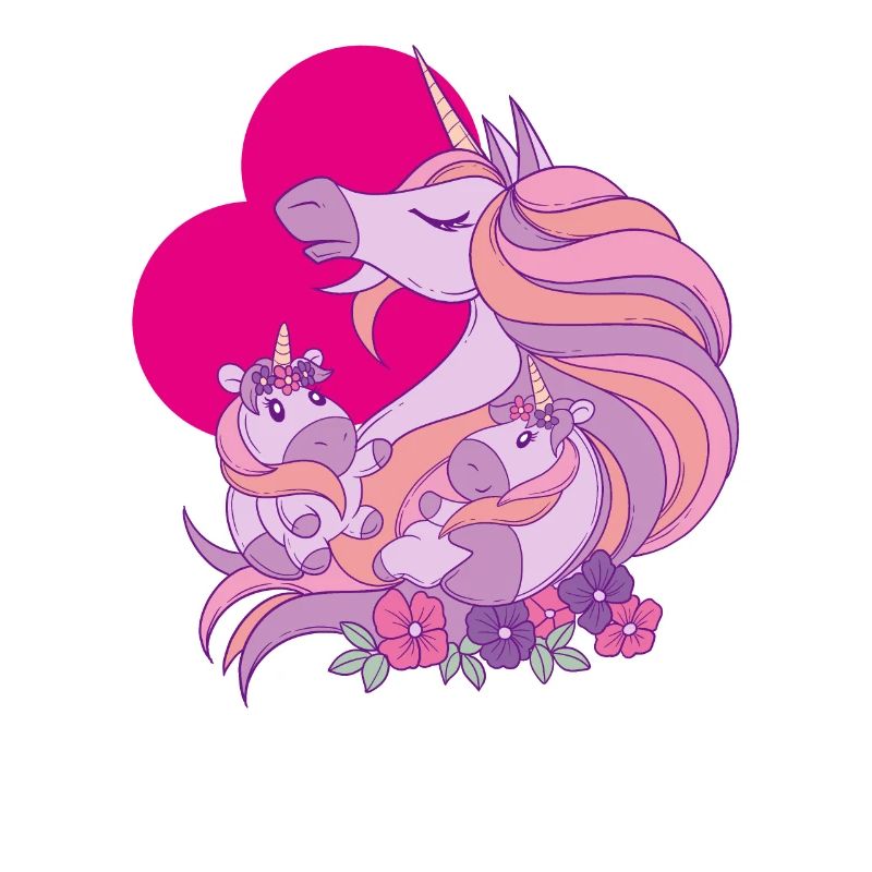 Einhorn Mama mit Einhorn Töchtern