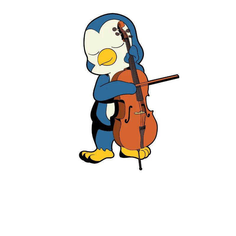 Comic Penguin joue du violoncelle