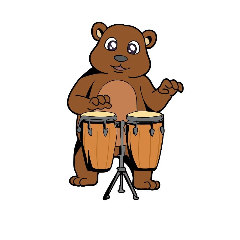 Comic Bär spielt Percussion