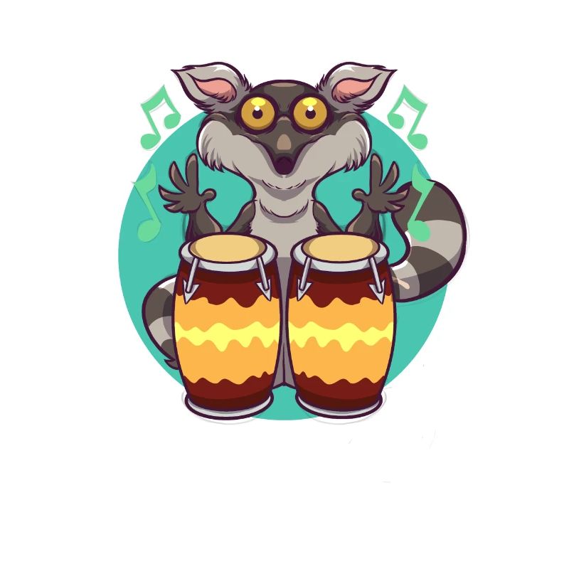 Comic Lemur joue des percussions