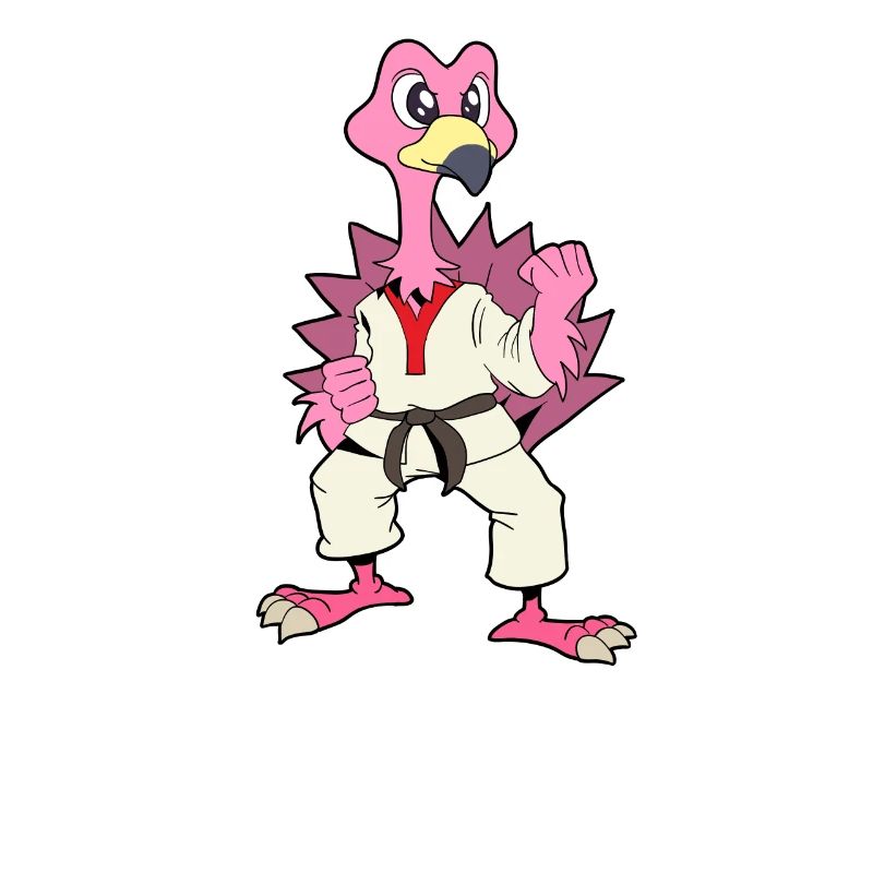 Comic Flamingo does karate