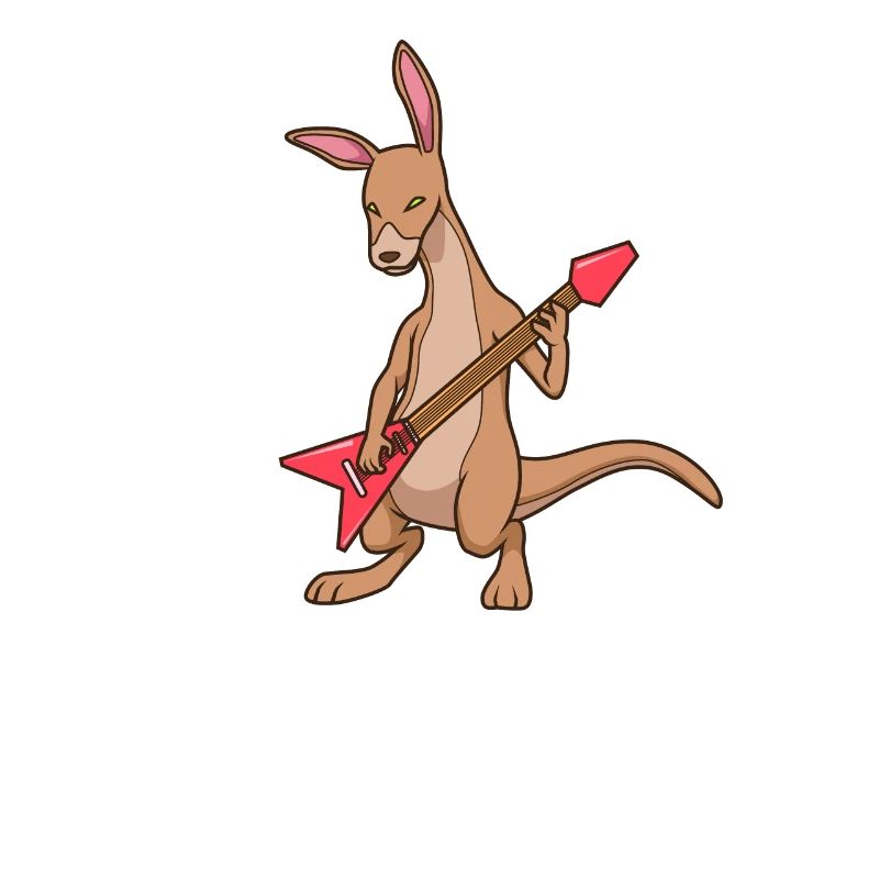 Comic Kangaroo plays electric guitar
