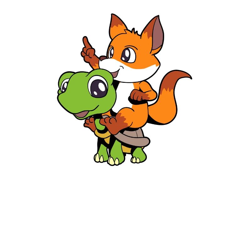 Comic - Sweet fox sits on turtle