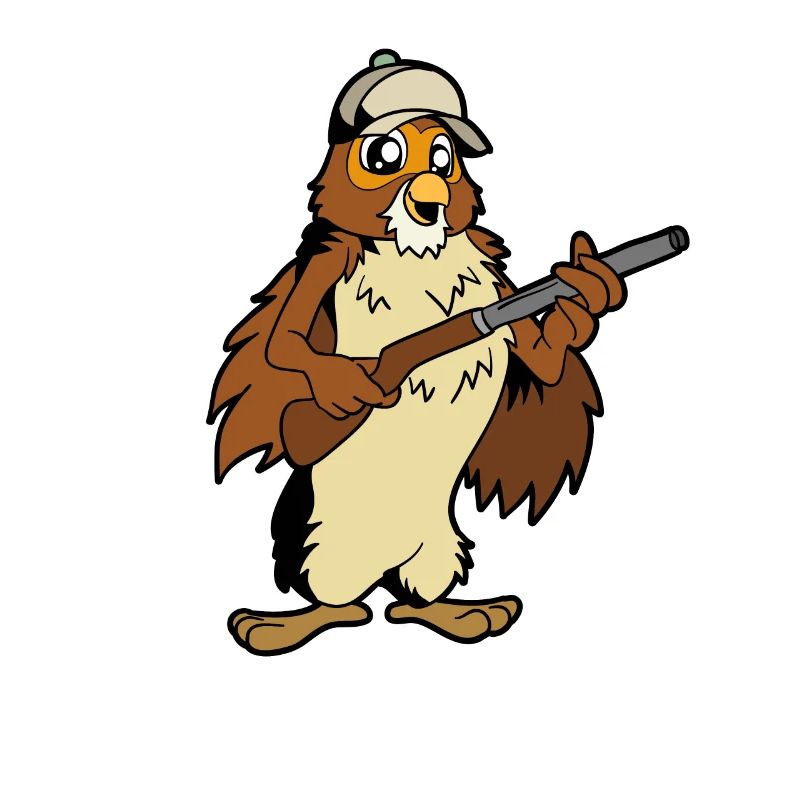 Eule mit Gewehr - Jäger