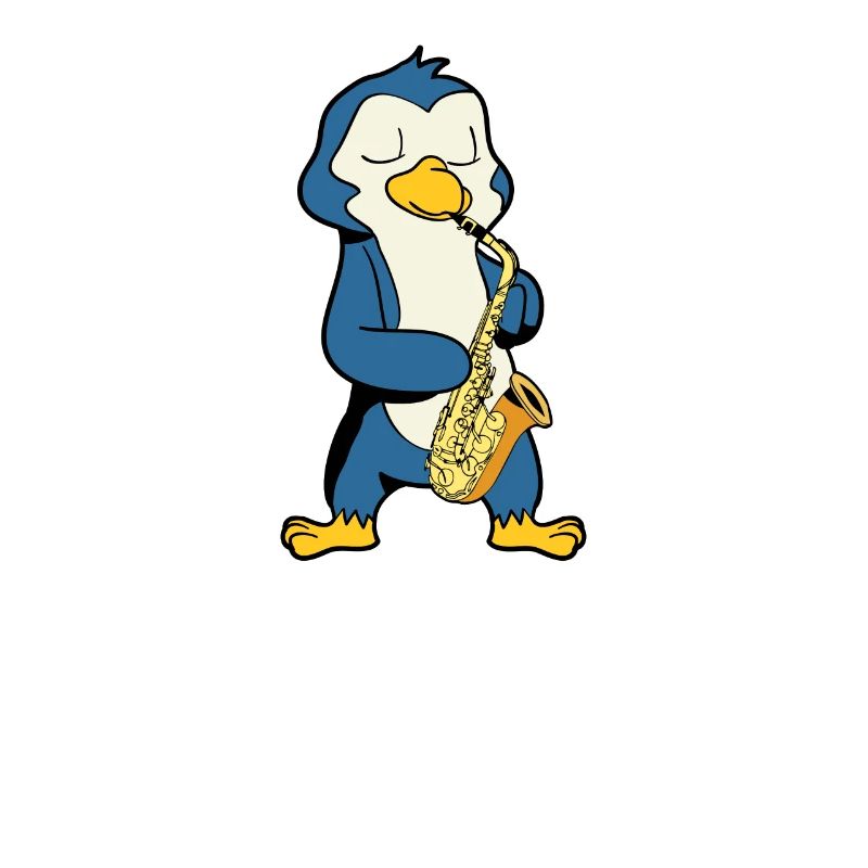 Comic Pinguin spielt Saxophon