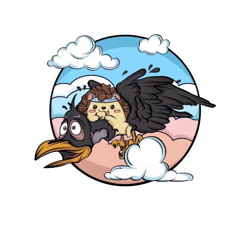 Mouches hérisson sur le corbeau