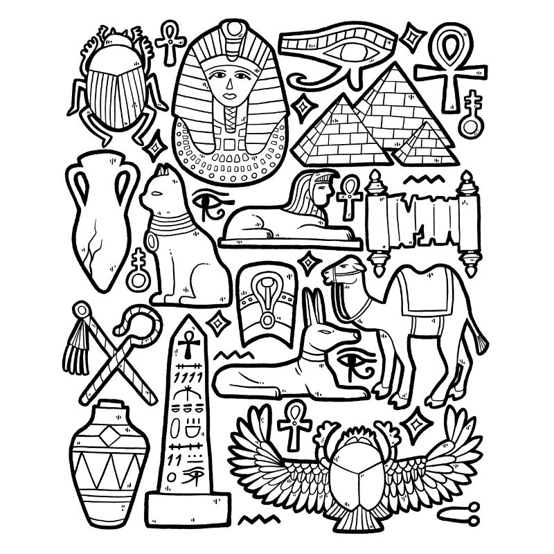 Egypte Doodles Pyramide Pharaon Sphinx Le Caire