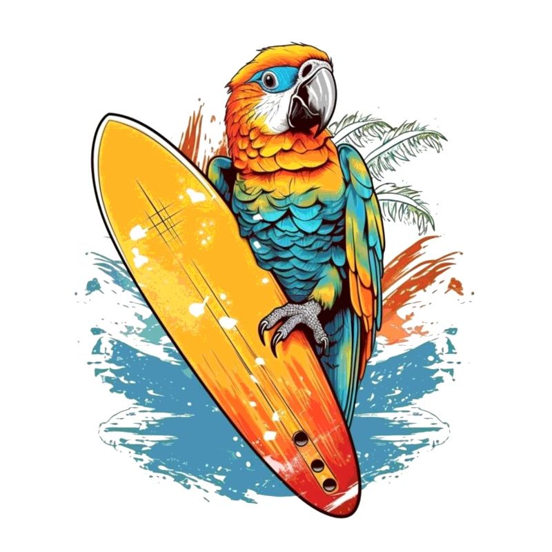 Perroquet de surf cool avec planche de surf