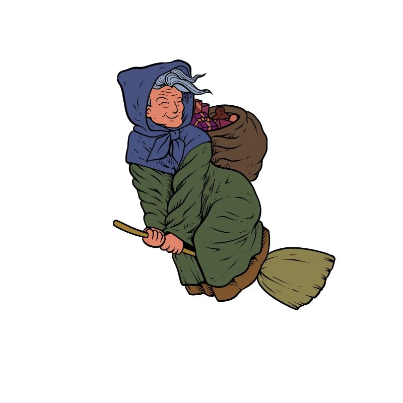 Avec des cadeaux de Noël sur des balais - Befana