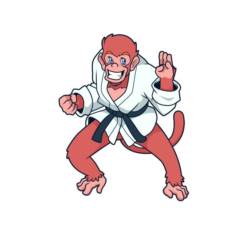 Comic Affe macht Karate