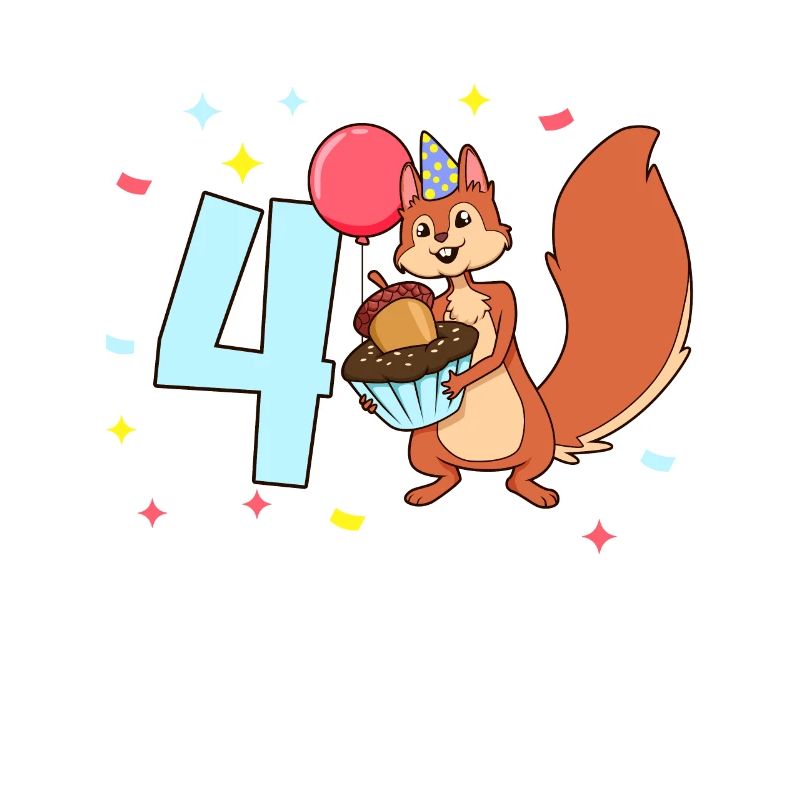 Mit Eichhörnchen - Kinder Geburtstag 4 Jahre