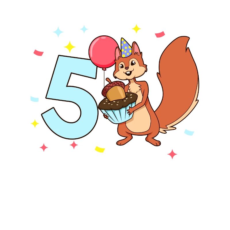 Mit Eichhörnchen - Kinder Geburtstag 5 Jahre