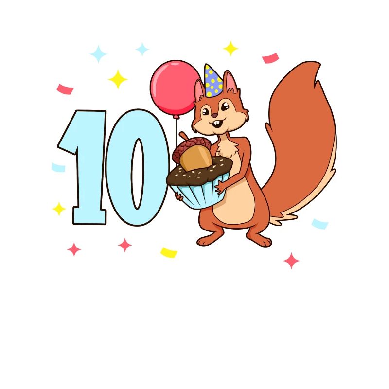 Mit Eichhörnchen - Kinder Geburtstag 10 Jahre