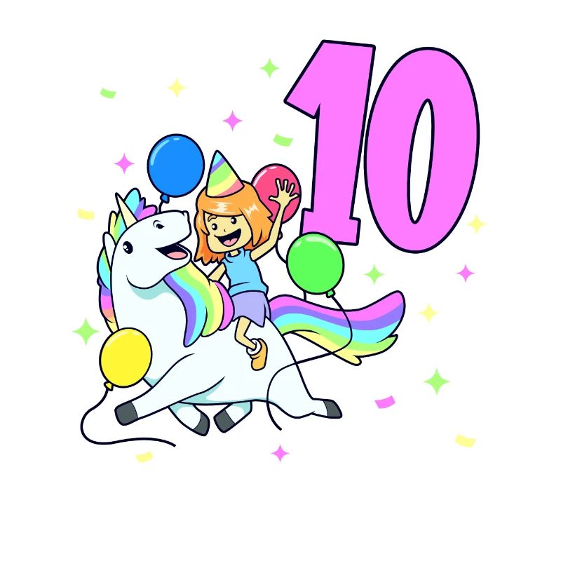 Mit Einhorn - Mädchen Geburtstag 10 Jahre