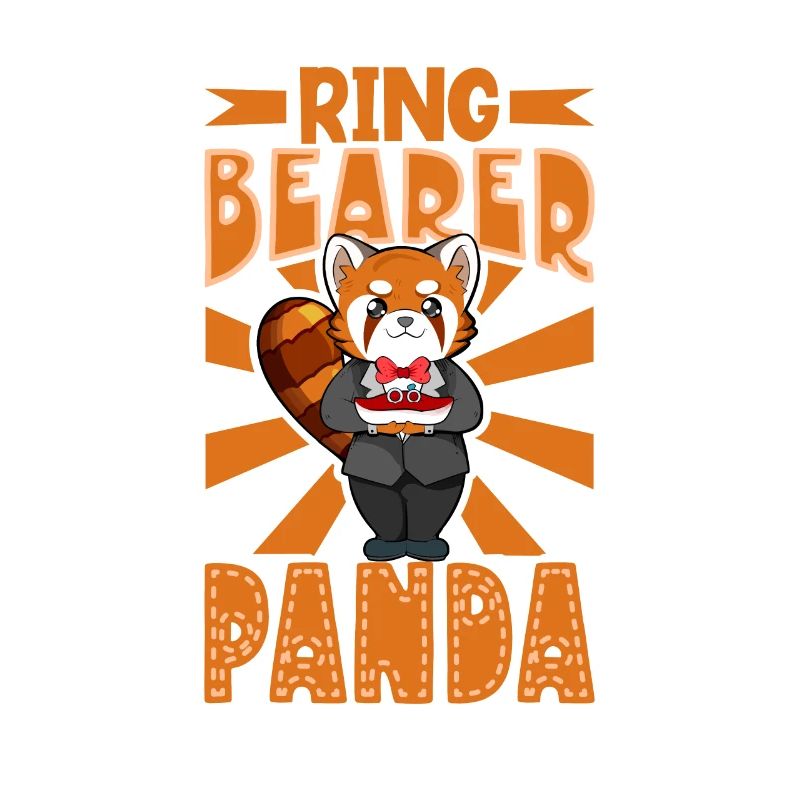 Red panda wears the wedding rings - ring bearer
