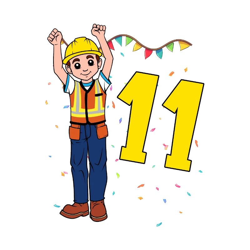 With construction worker - boys' birthday 11 years