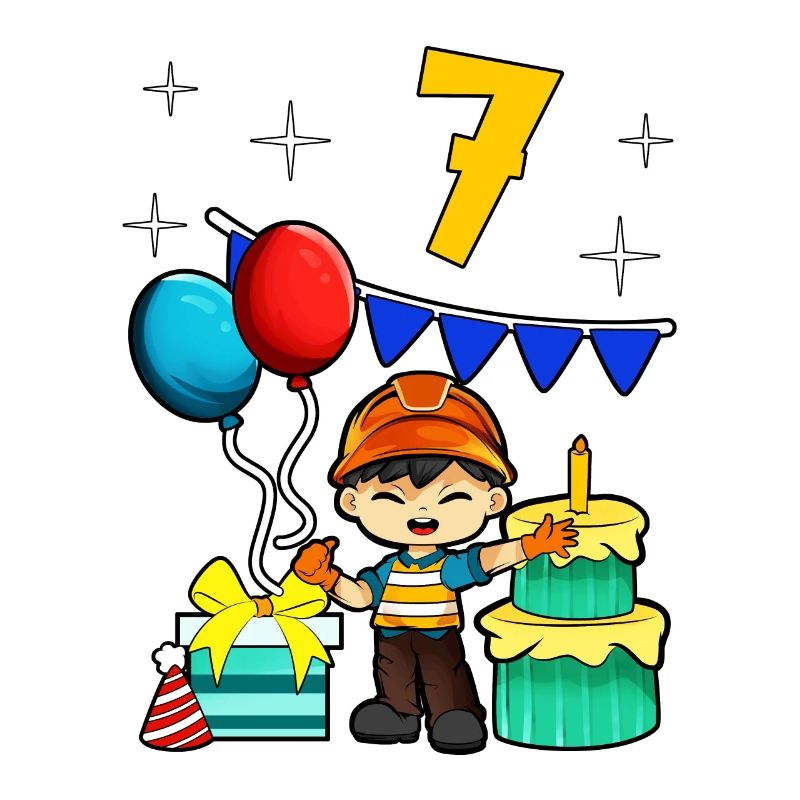 Avec ouvrier de la construction - anniversaire des garçons 7 ans