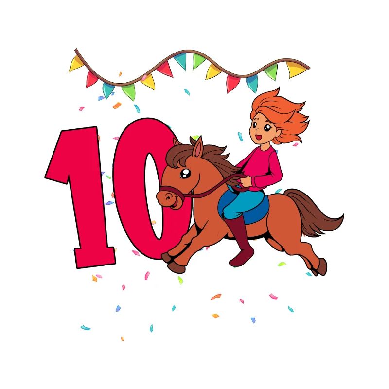 Mit Pferd - Mädchen Geburtstag 10 Jahre