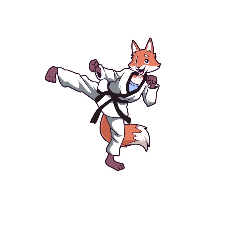 Cartoon Fox Doing Hapkido