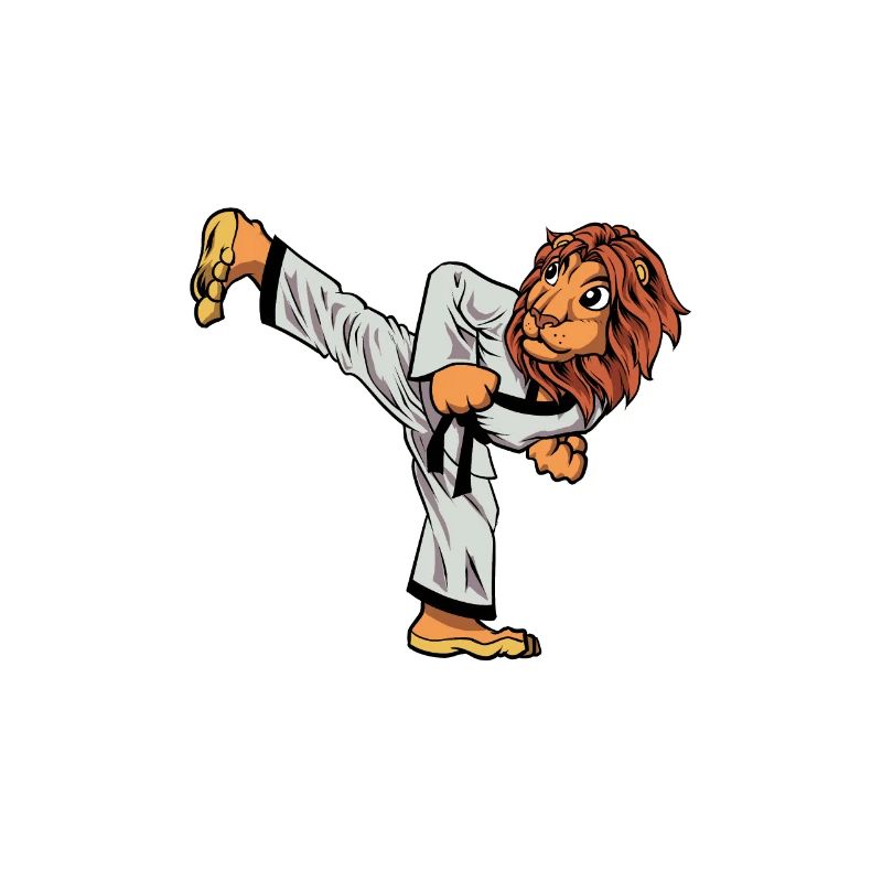 Lion de dessin animé faisant de l’hapkido
