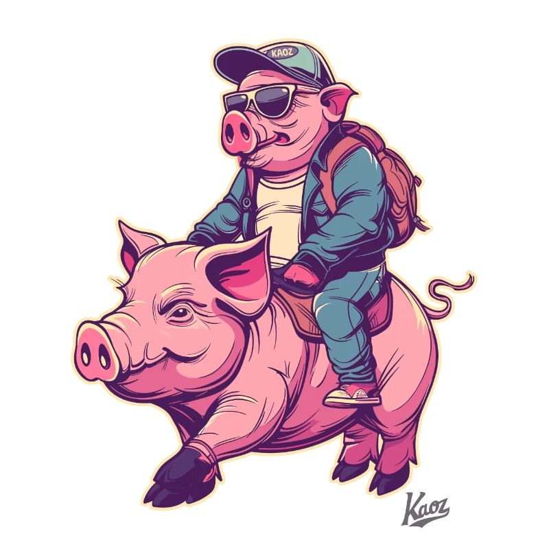 A pig rides another pig