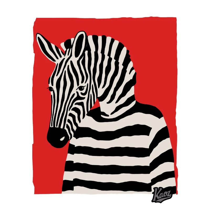 Cartoon Comic Kunst eines Zebra mit Pullover