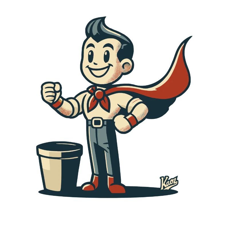 - Retro Trash Normal Superhero with Cloak