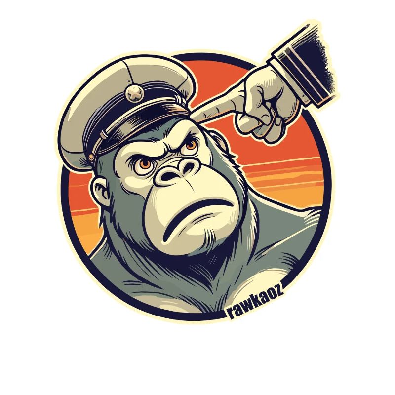 Strict monkey with cap gets finger