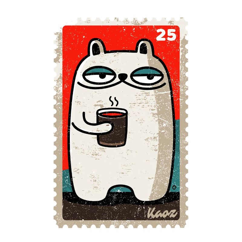 Chat de café comme tampon de bande dessinée