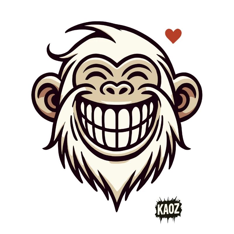 Grinning monkey with heart