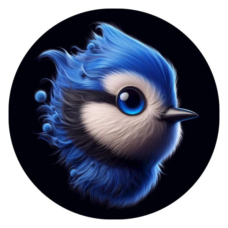 Blauer Vogel im Animationsstil