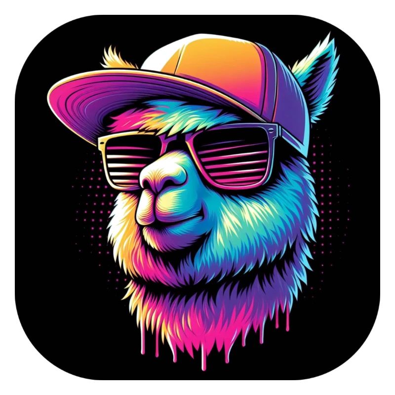 Alpaca llama rapper with cap and sunglasses