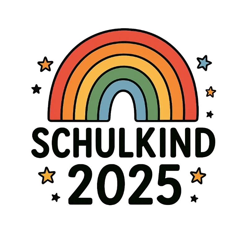 Schulkind 2025 mit Regenbogen 
