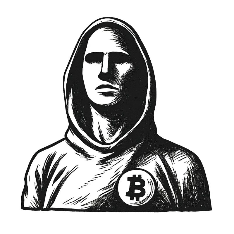 Anonymous hacker with Bitcoin logo