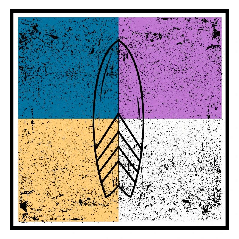Surfbrett auf vierfarbigem Quad-Design