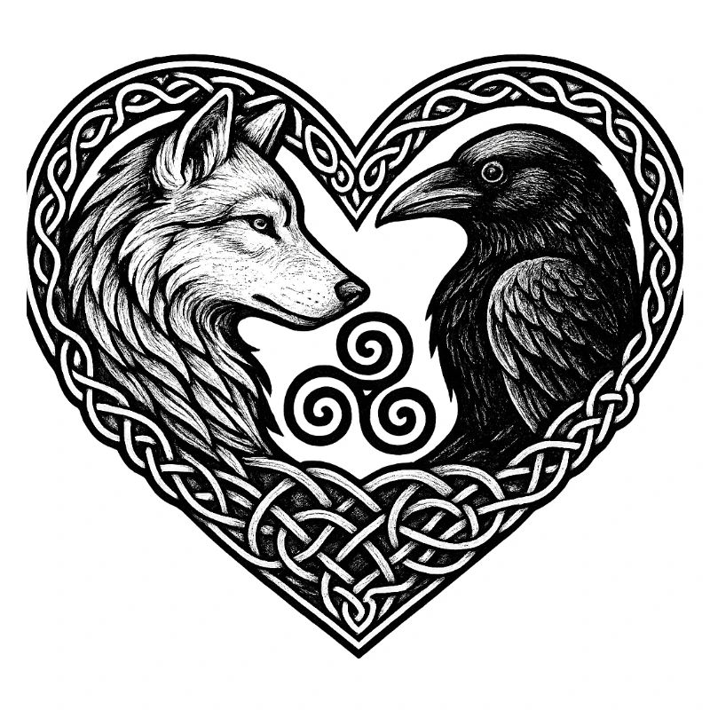 Celtic Heart: Wolf und Krähe