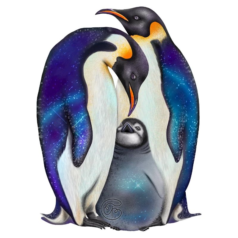 Süße Pinguine mit Sternenhimmel