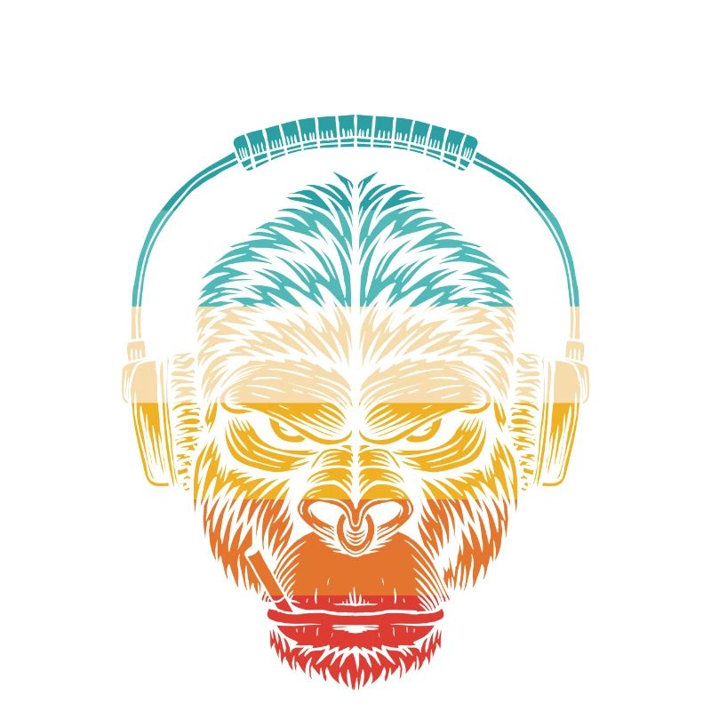 Gorilla Kopfhörer Regenbogen
