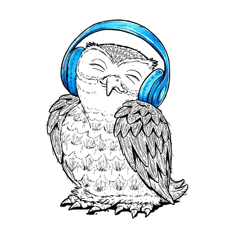 Eule mit Kopfhörern