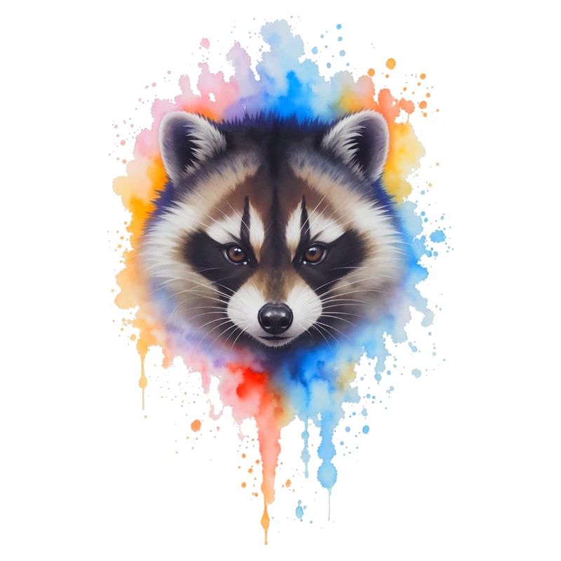 Aquarell Waschbär Farbexplosion