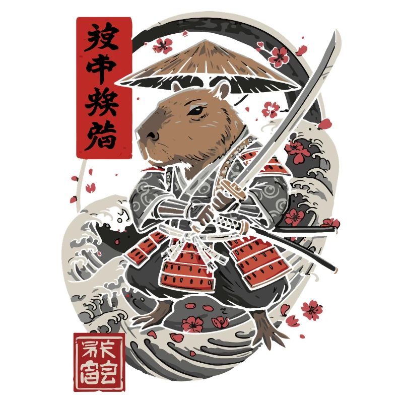 Samurai Capybara Combat Illustration
