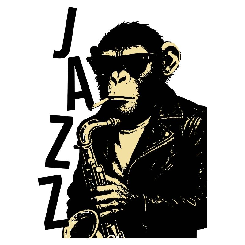 Saxophonaffe spielt Saxophon