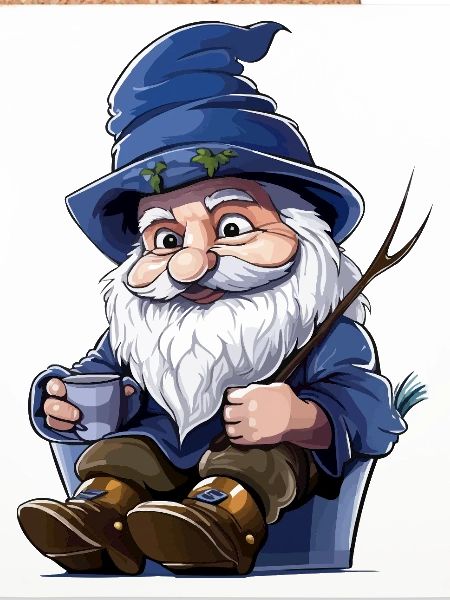 Blauer Waldgnom mit Becher
