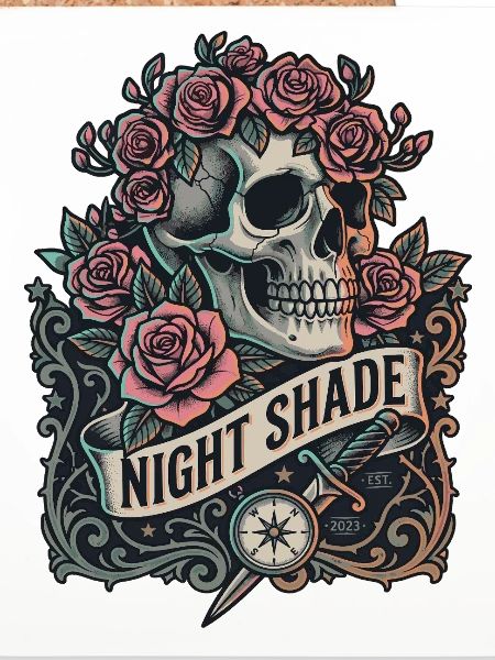 Nachtschatten-Schädel mit Nachtrosen