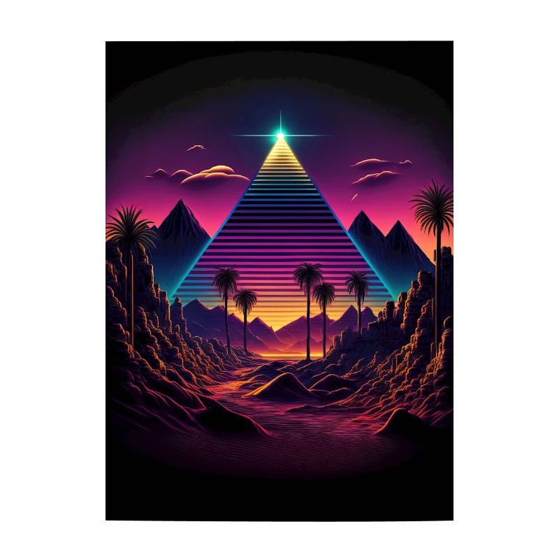 Luminous Monolith: A Retrowave Synthwave Pyramid