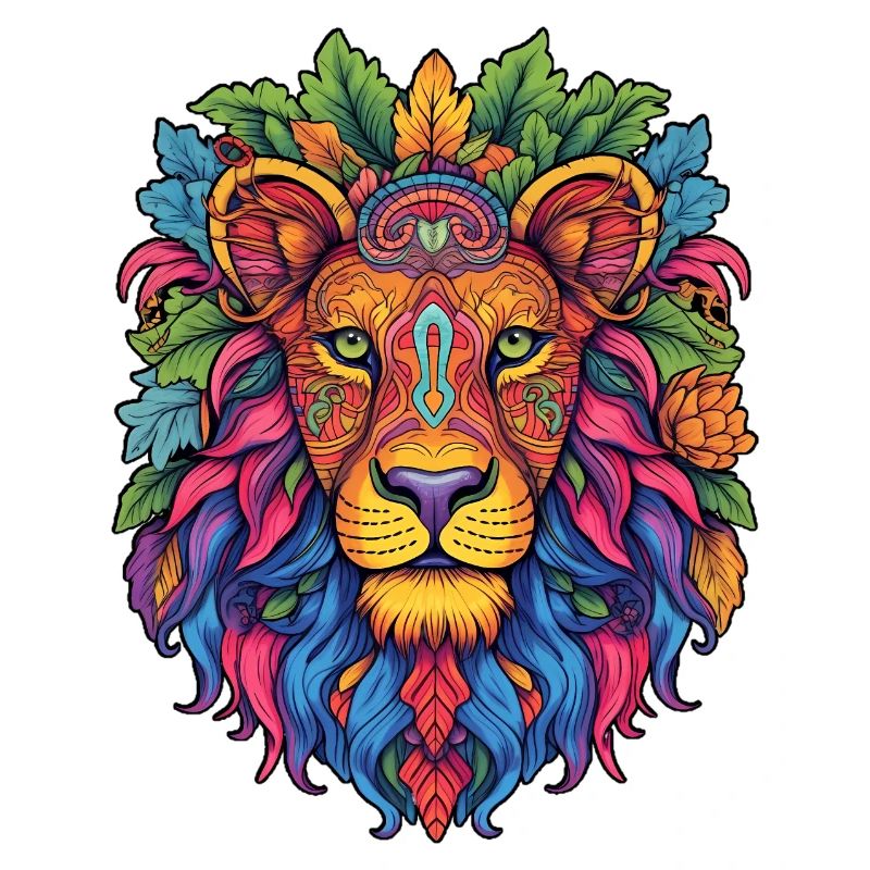 Regenbogen Löwe Mandala
