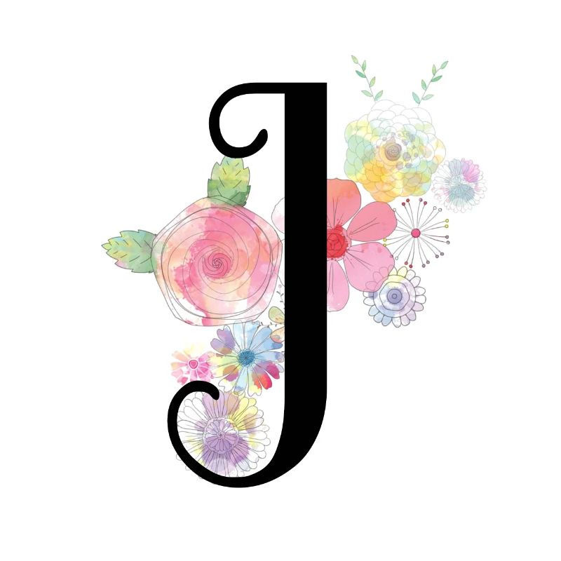 MonogrammBuchstabe J mit Pastellblüten