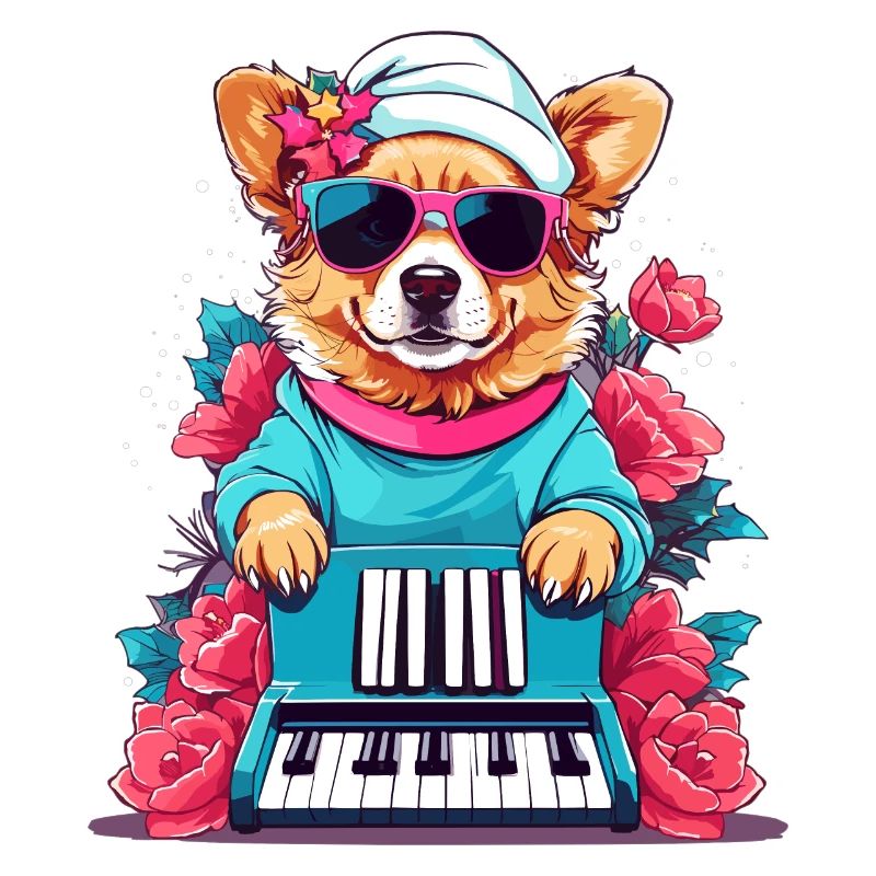 Hund mit Piano