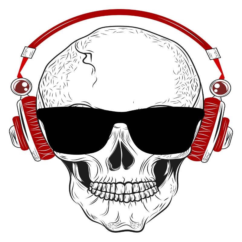Totenkopf mit Kopfhörer