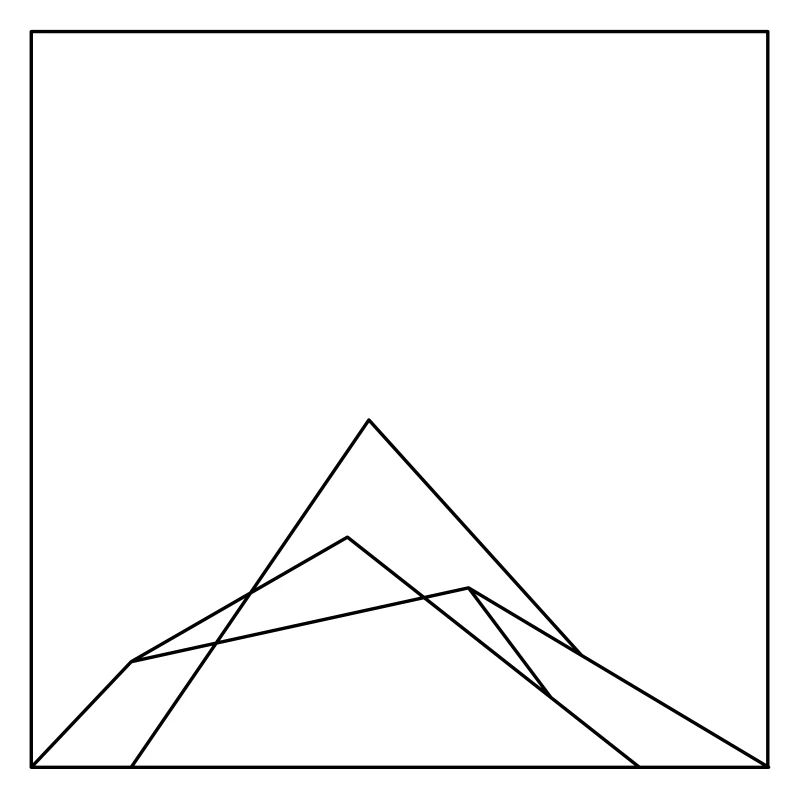 Mountain in rectangle line artwork